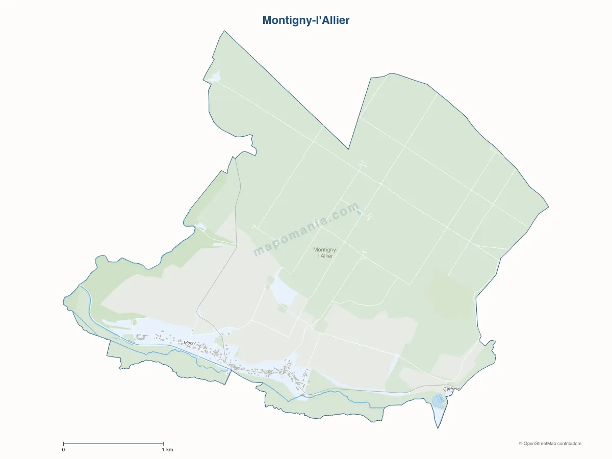 Carte de Montigny-l'Allier à personnaliser
