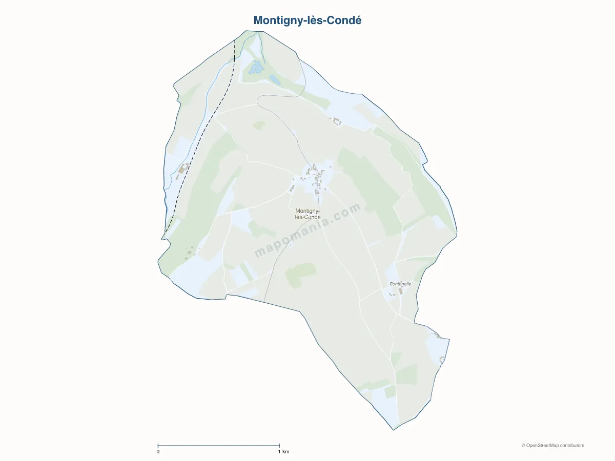 Carte de Montigny-lès-Condé à personnaliser