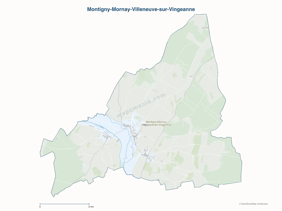 Carte de Montigny-Mornay-Villeneuve-sur-Vingeanne à personnaliser