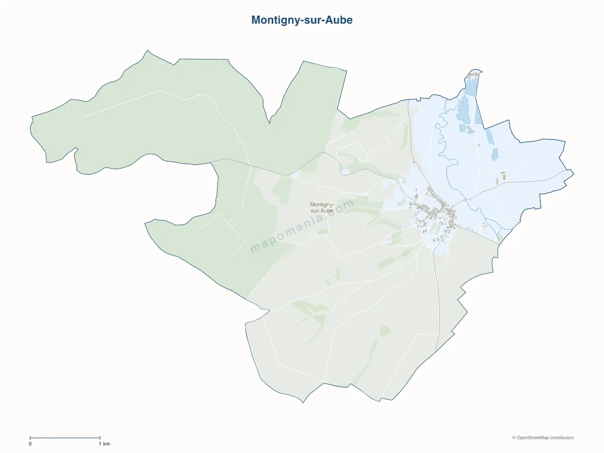 Carte de Montigny-sur-Aube à personnaliser