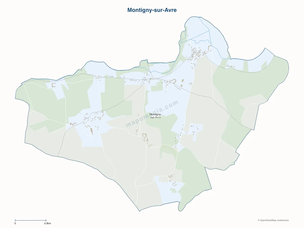 Carte de Montigny-sur-Avre à personnaliser