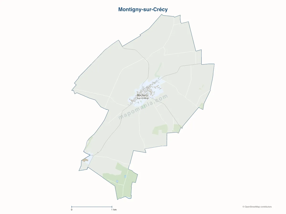 Carte de Montigny-sur-Crécy à personnaliser