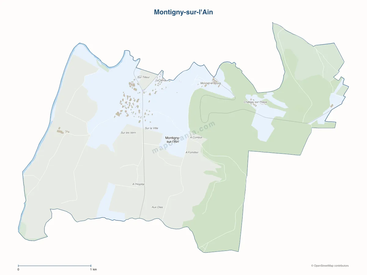 Carte de Montigny-sur-l'Ain à personnaliser