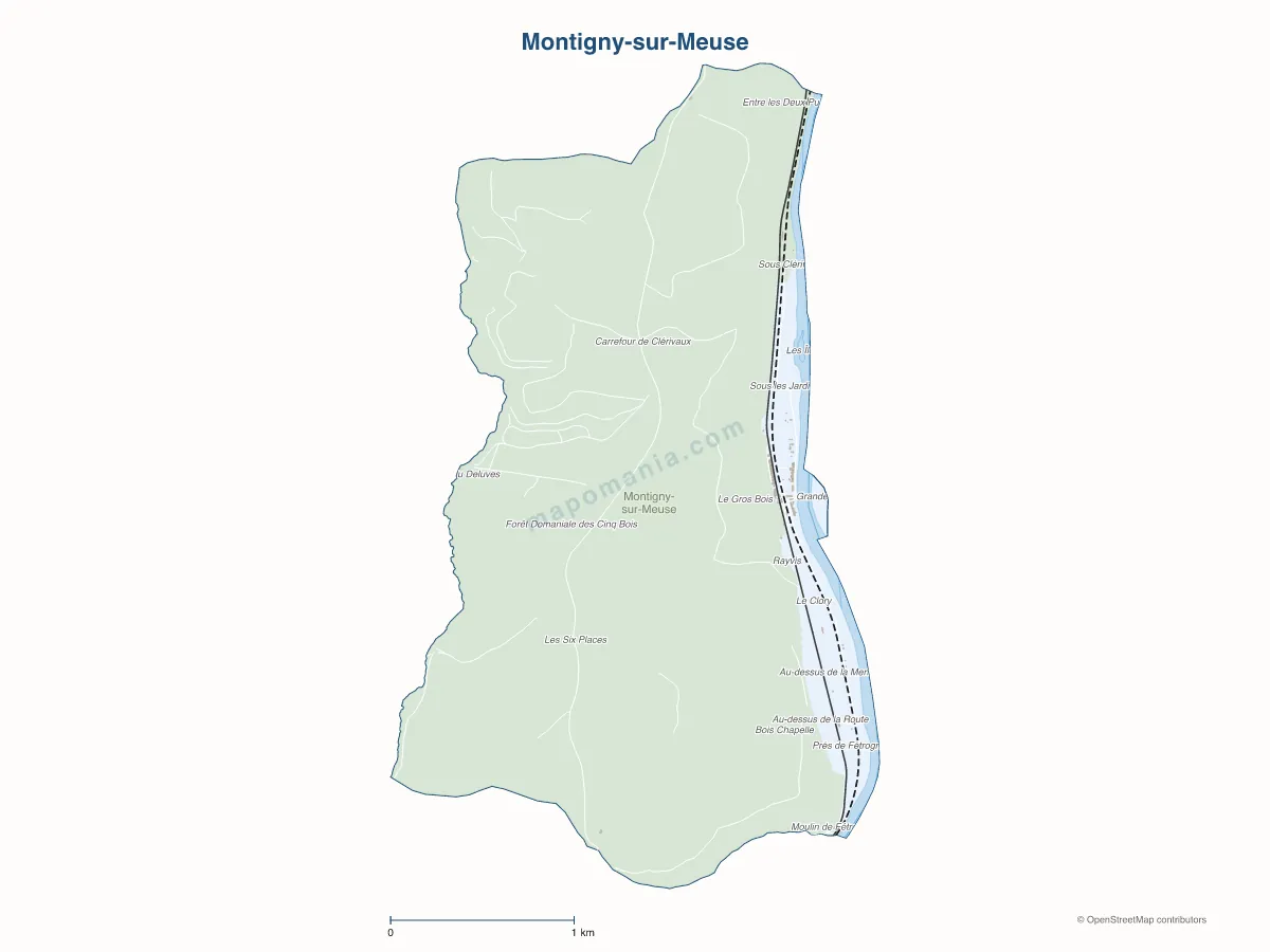 Carte de Montigny-sur-Meuse à personnaliser