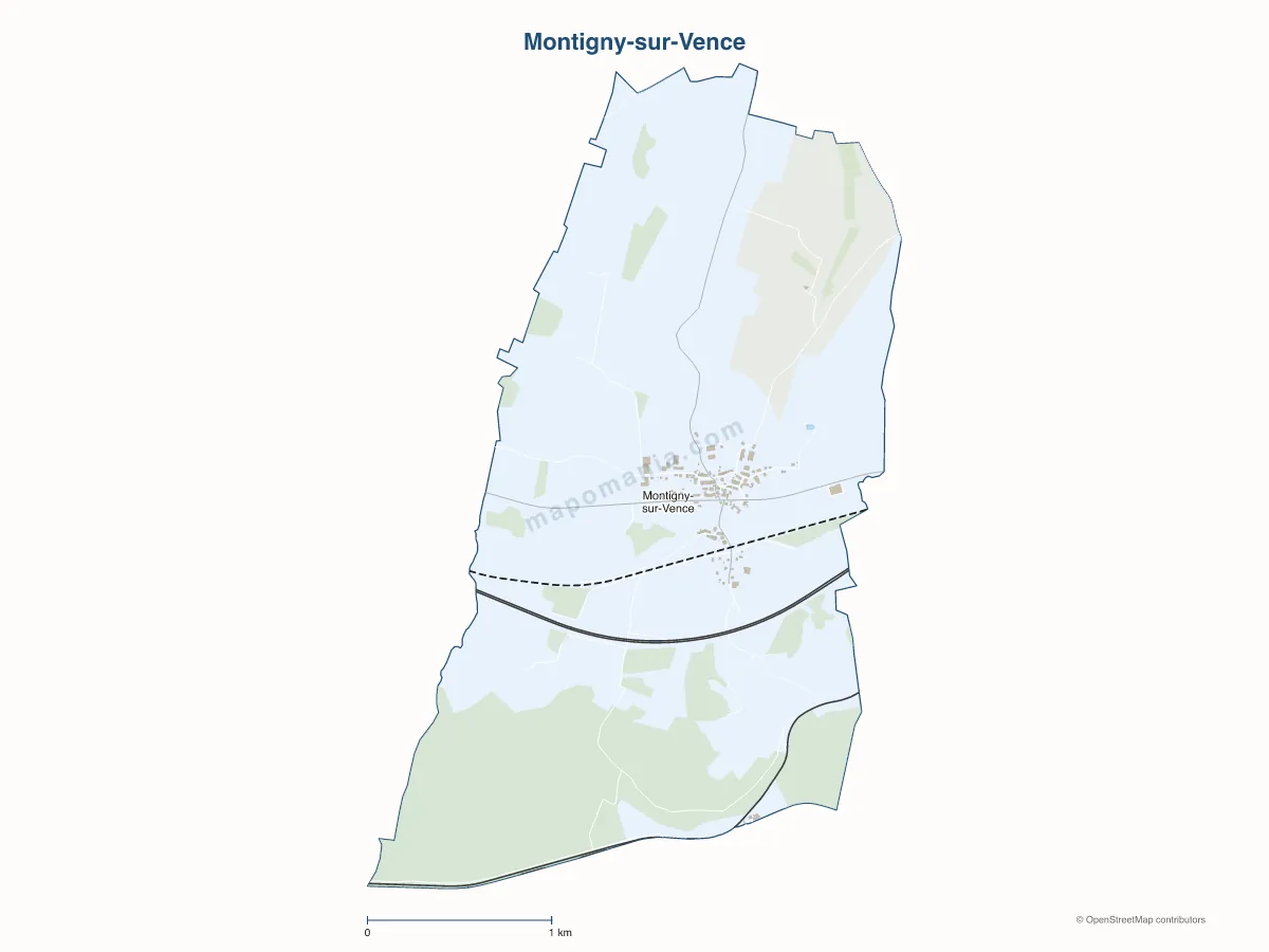 Carte de Montigny-sur-Vence à personnaliser