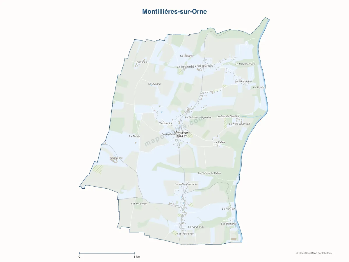 Carte de Montillières-sur-Orne à personnaliser