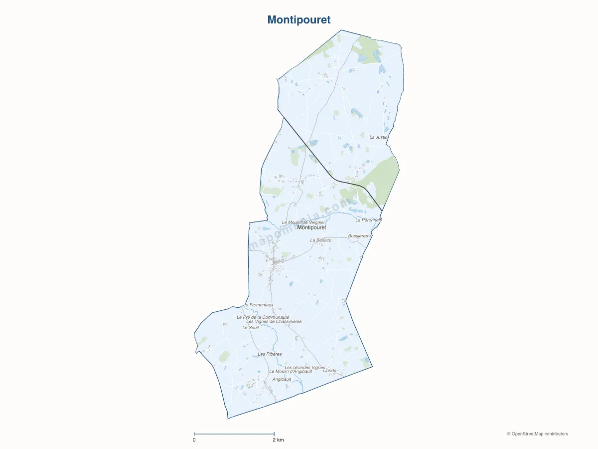 Carte de Montipouret à personnaliser