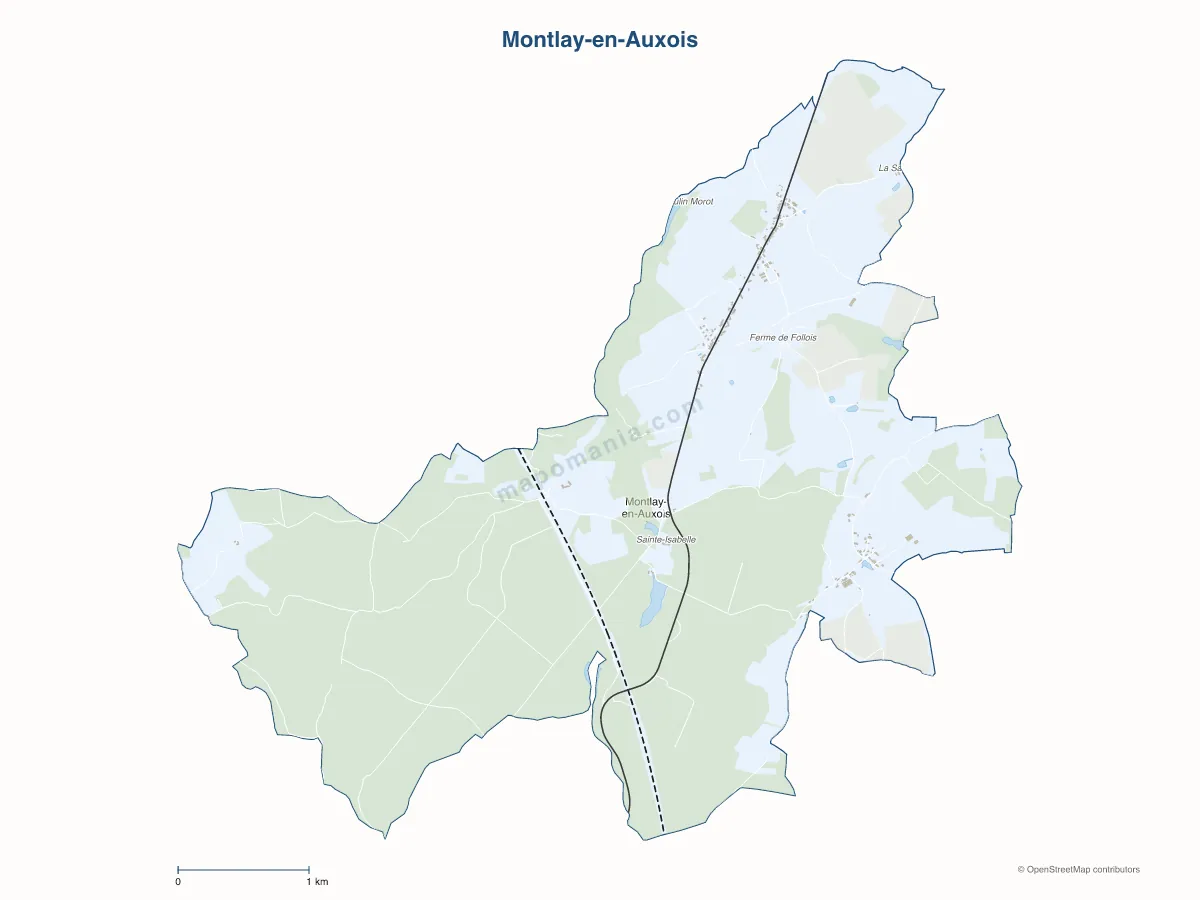 Carte de Montlay-en-Auxois à personnaliser