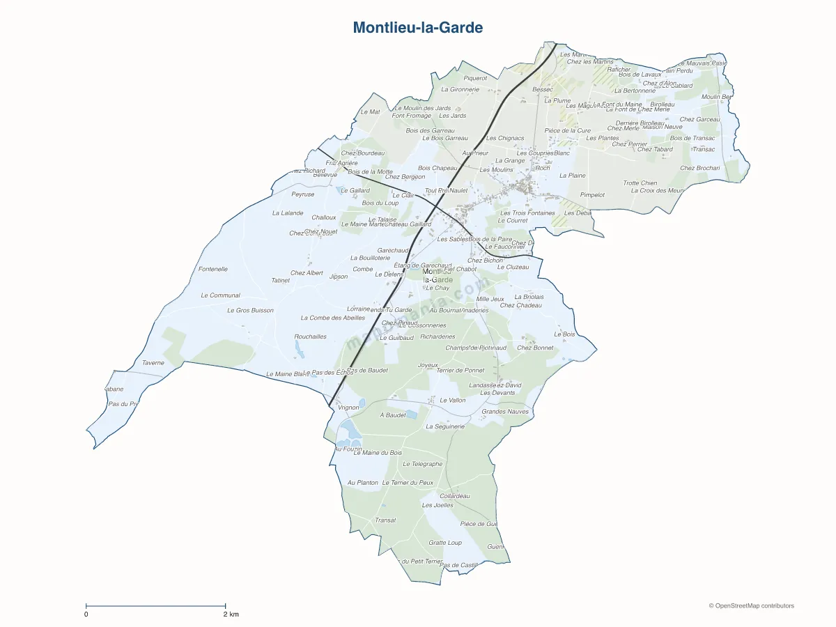 Carte de Montlieu-la-Garde à personnaliser