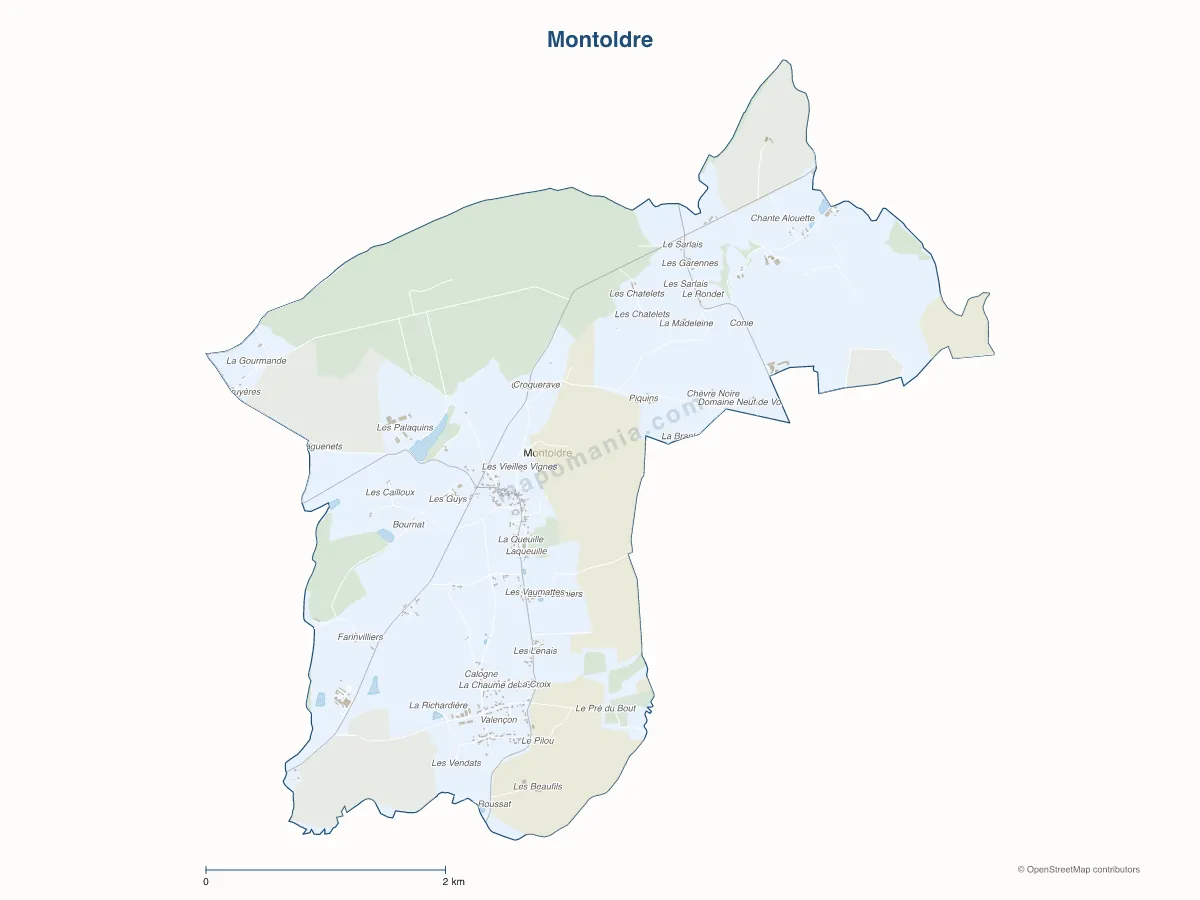 Carte de Montoldre à personnaliser