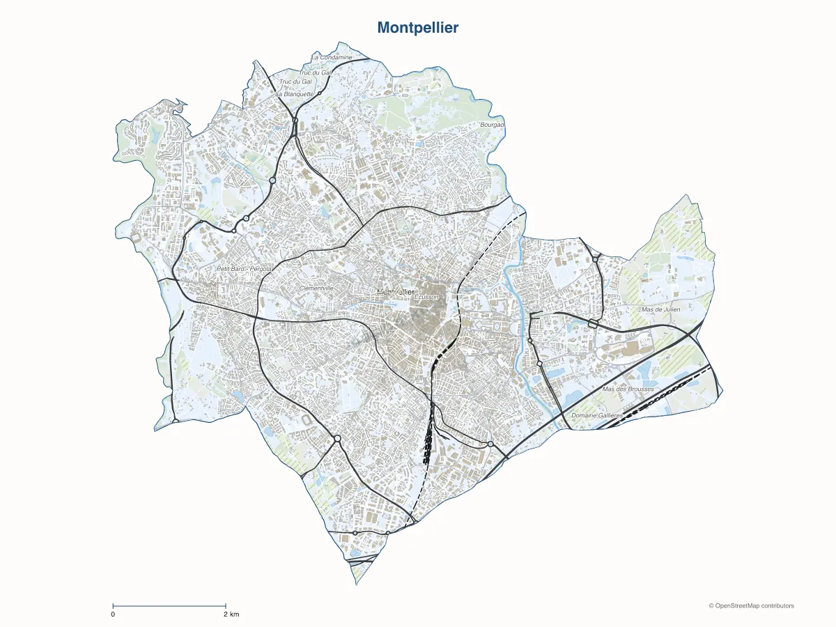 Carte de Montpellier à personnaliser
