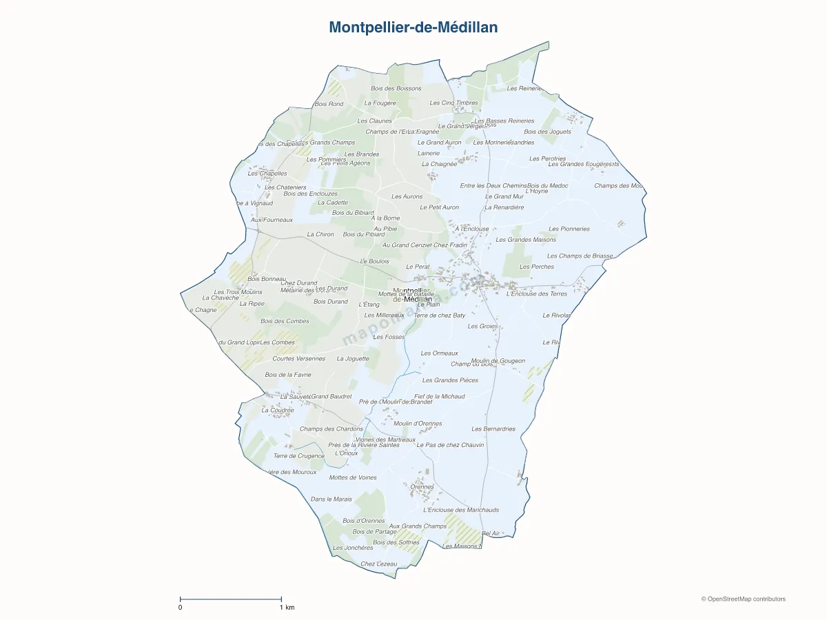 Carte de Montpellier-de-Médillan à personnaliser