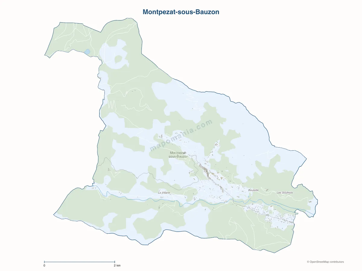 Carte de Montpezat-sous-Bauzon à personnaliser