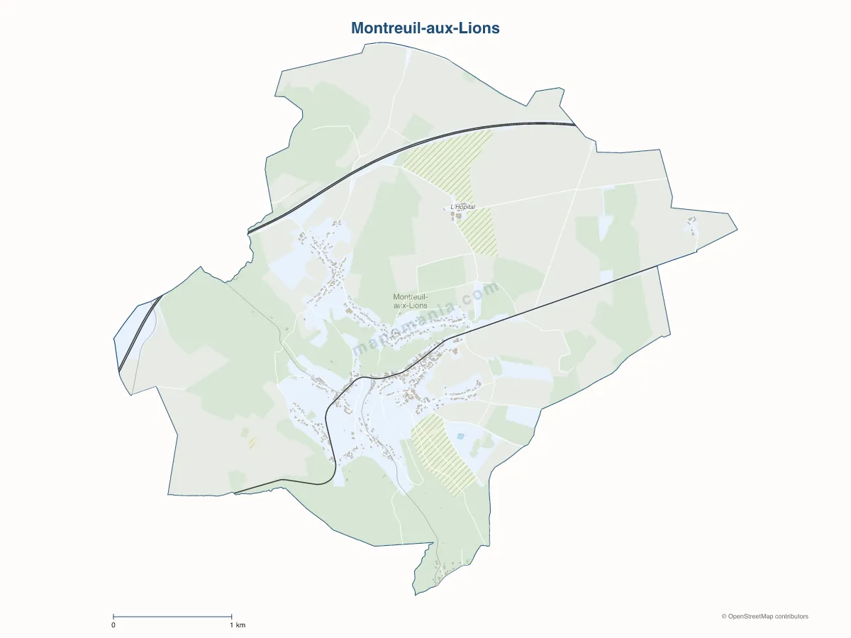 Carte de Montreuil-aux-Lions à personnaliser