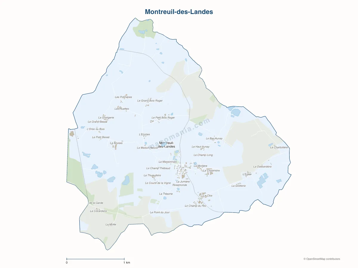 Carte de Montreuil-des-Landes à personnaliser