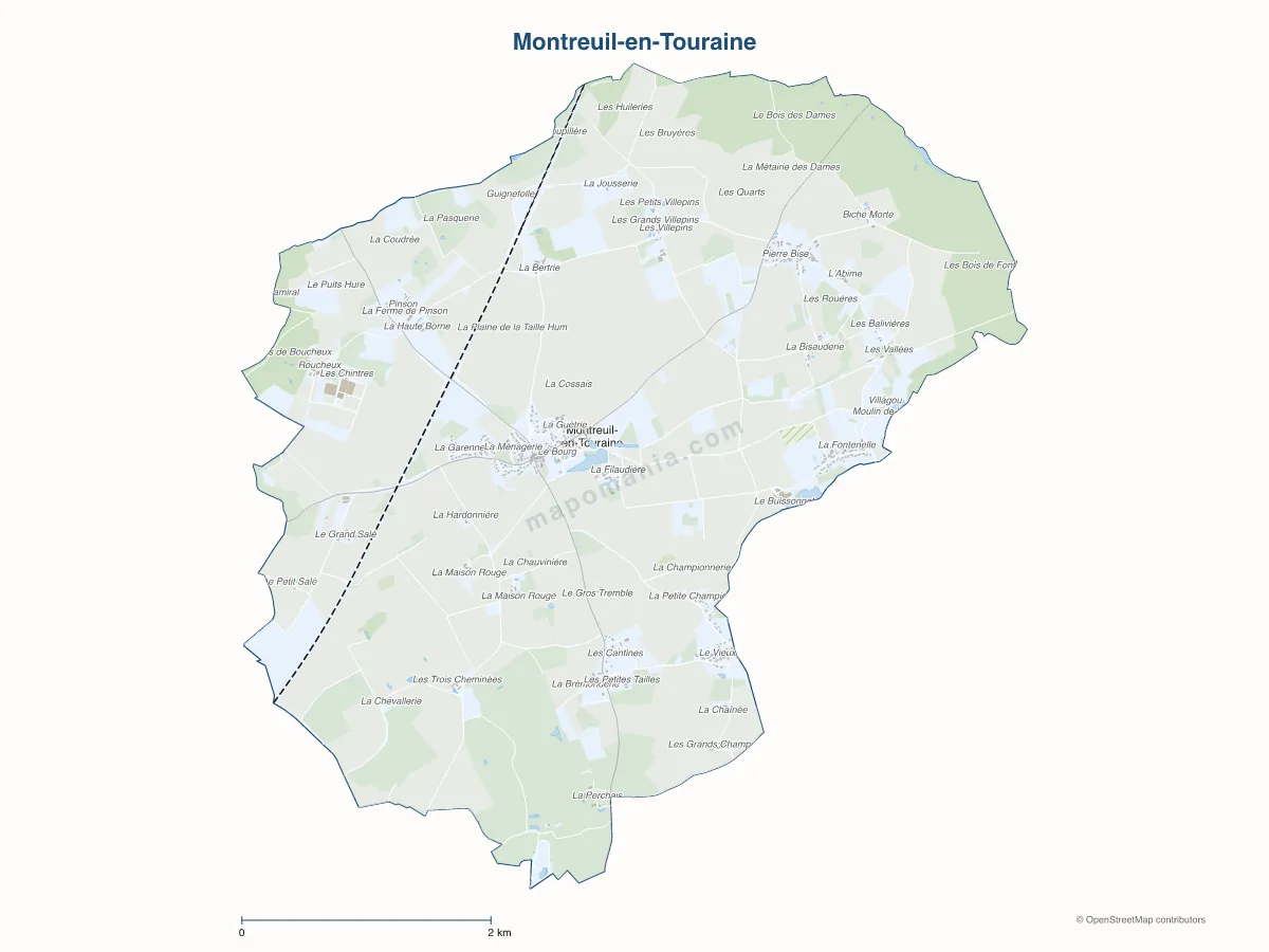 Carte de Montreuil-en-Touraine à personnaliser