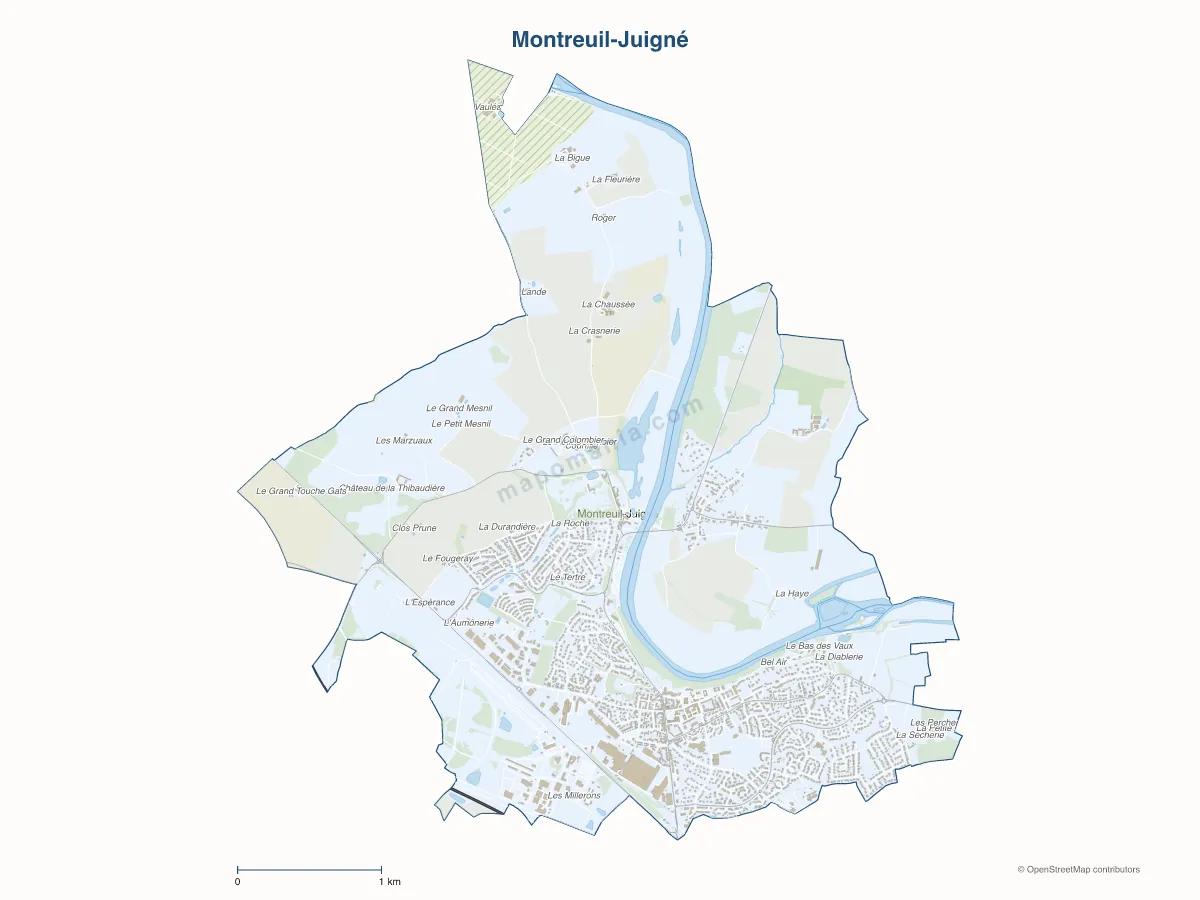 Carte de Montreuil-Juigné à personnaliser