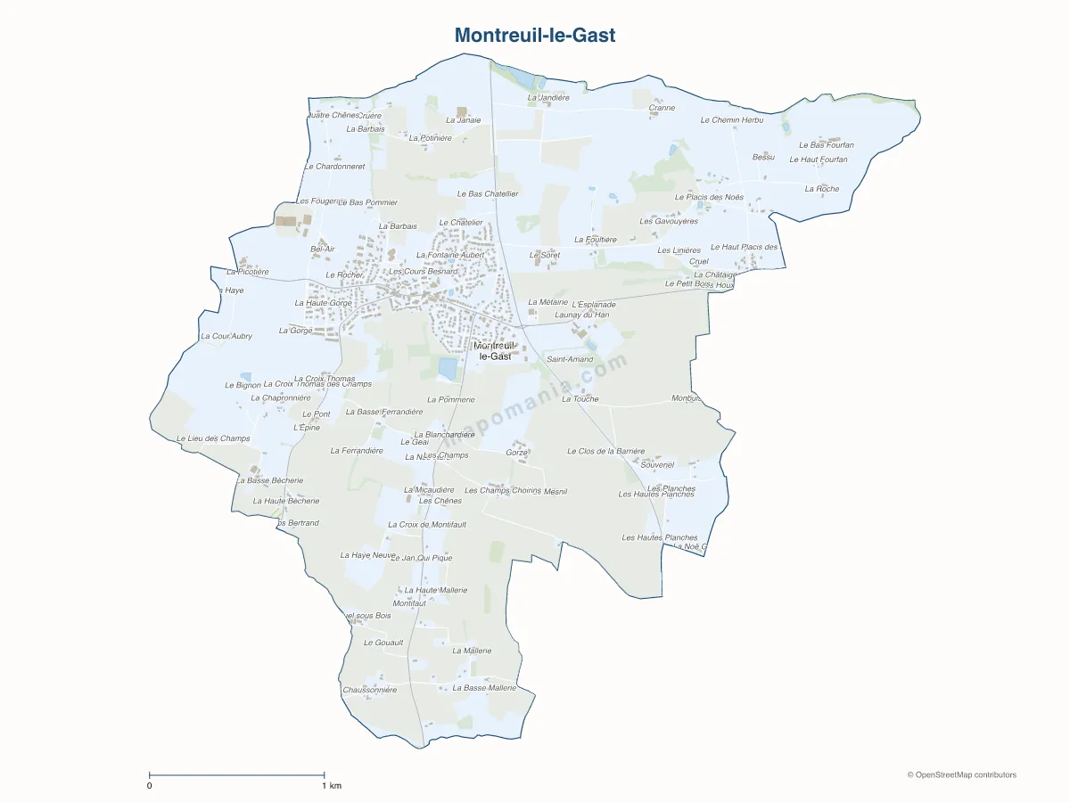 Carte de Montreuil-le-Gast à personnaliser