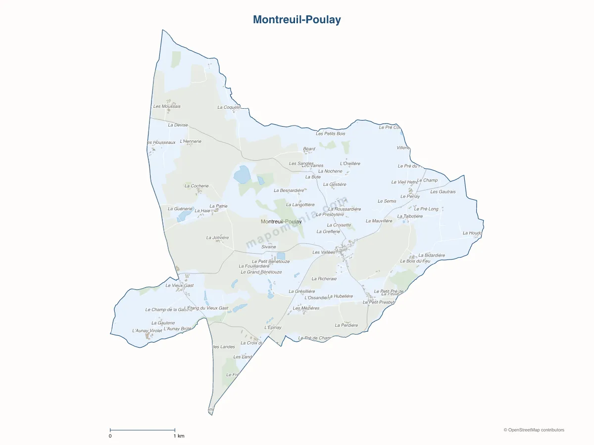 Carte de Montreuil-Poulay à personnaliser