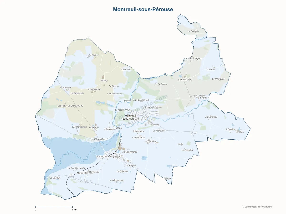 Carte de Montreuil-sous-Pérouse à personnaliser