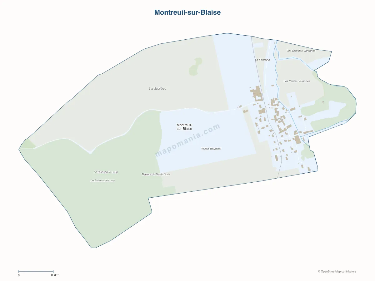 Carte de Montreuil-sur-Blaise à personnaliser