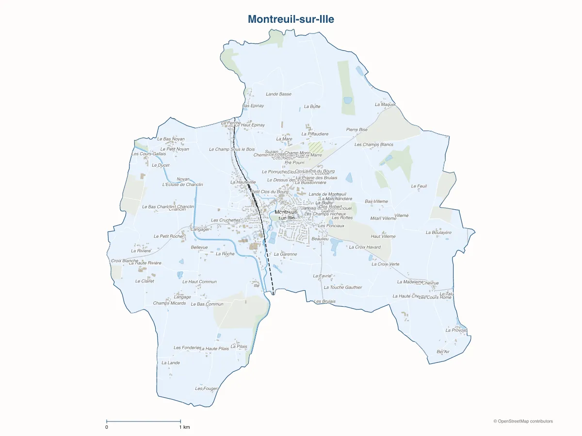 Carte de Montreuil-sur-Ille à personnaliser