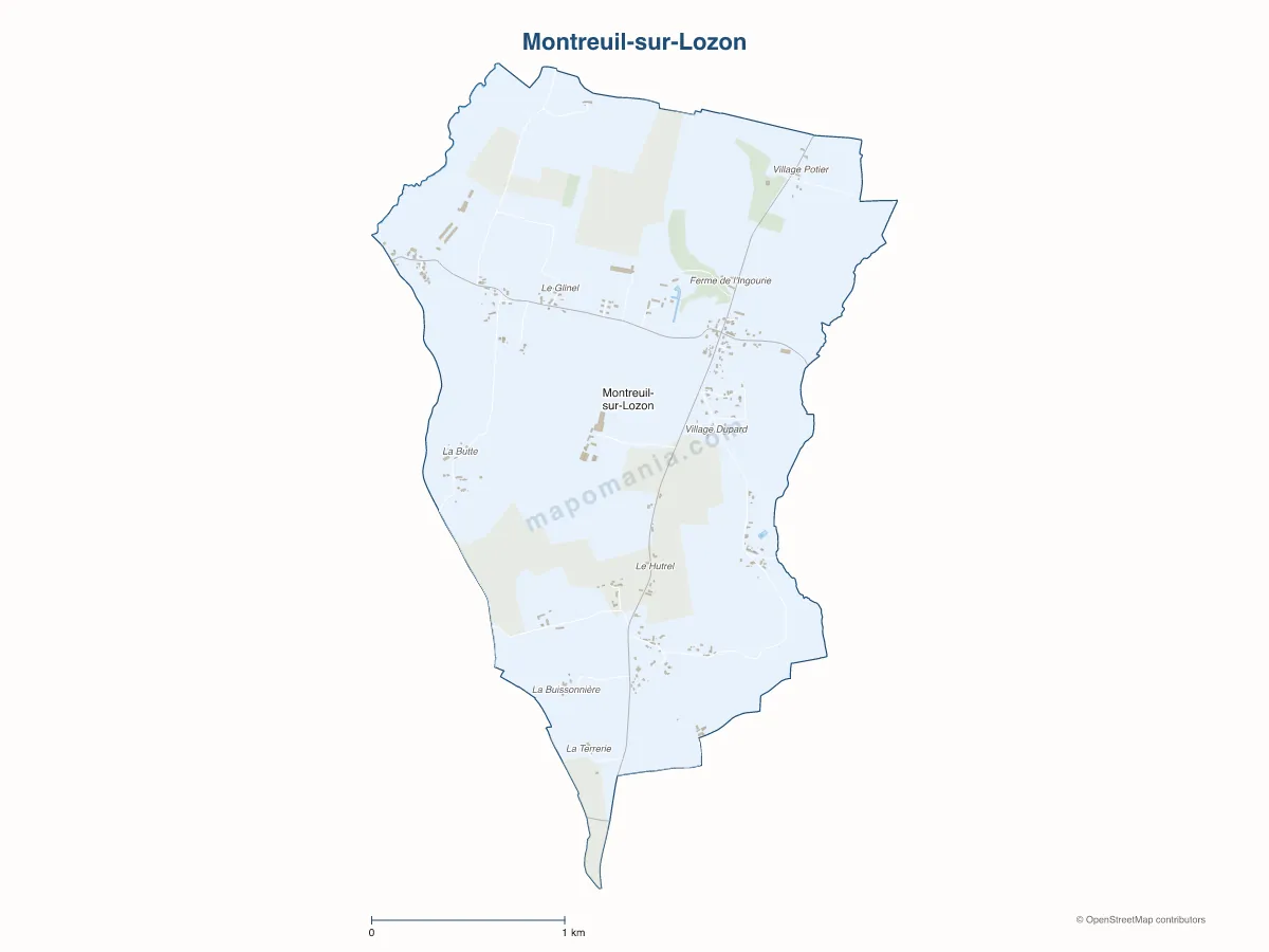 Carte de Montreuil-sur-Lozon à personnaliser