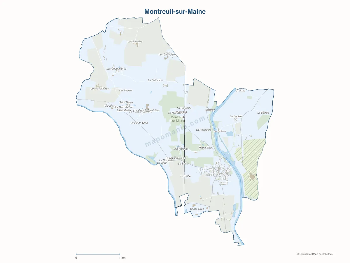 Carte de Montreuil-sur-Maine à personnaliser