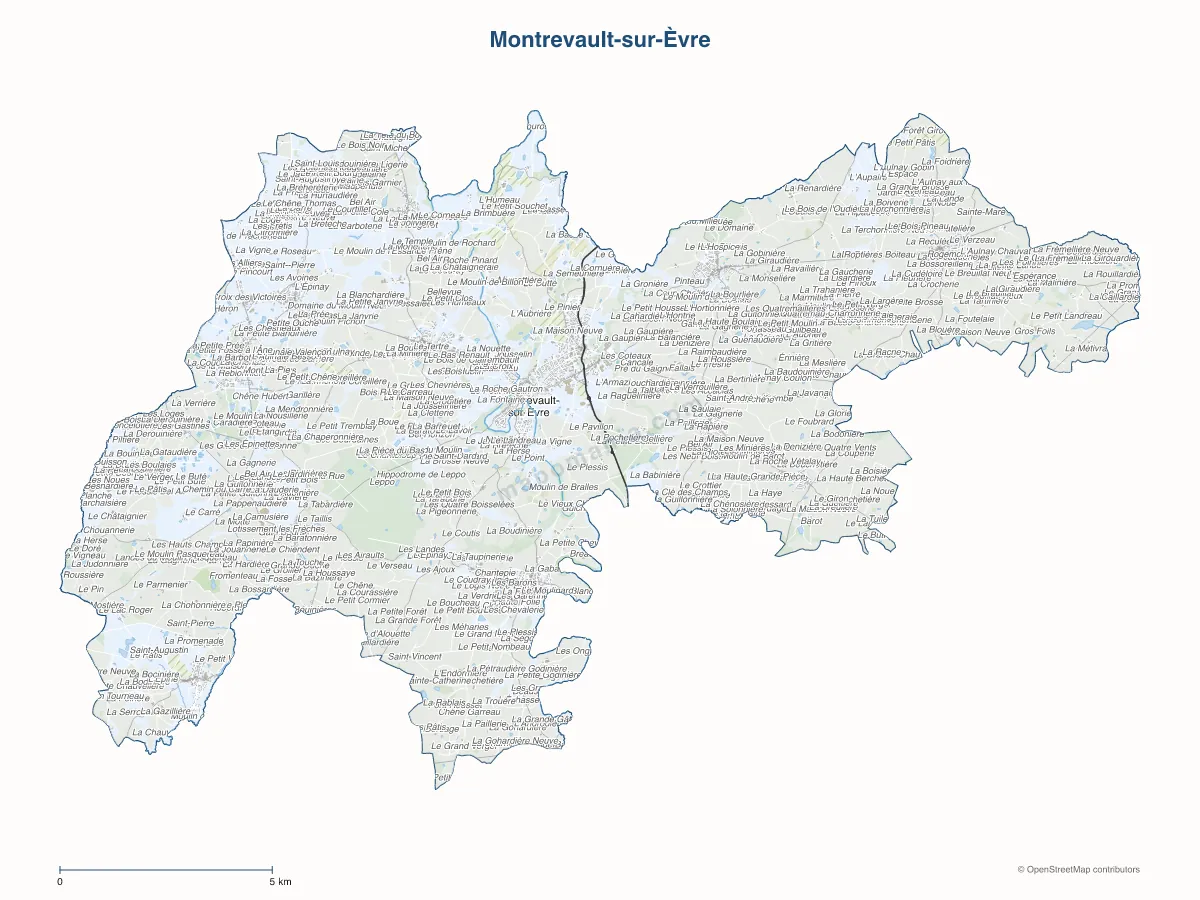 Carte de Montrevault-sur-Èvre à personnaliser