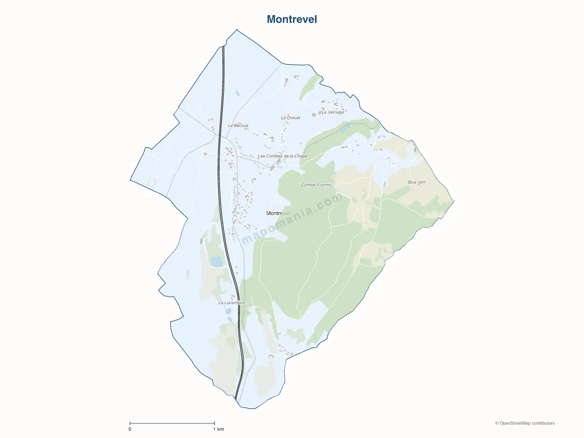 Carte de Montrevel à personnaliser