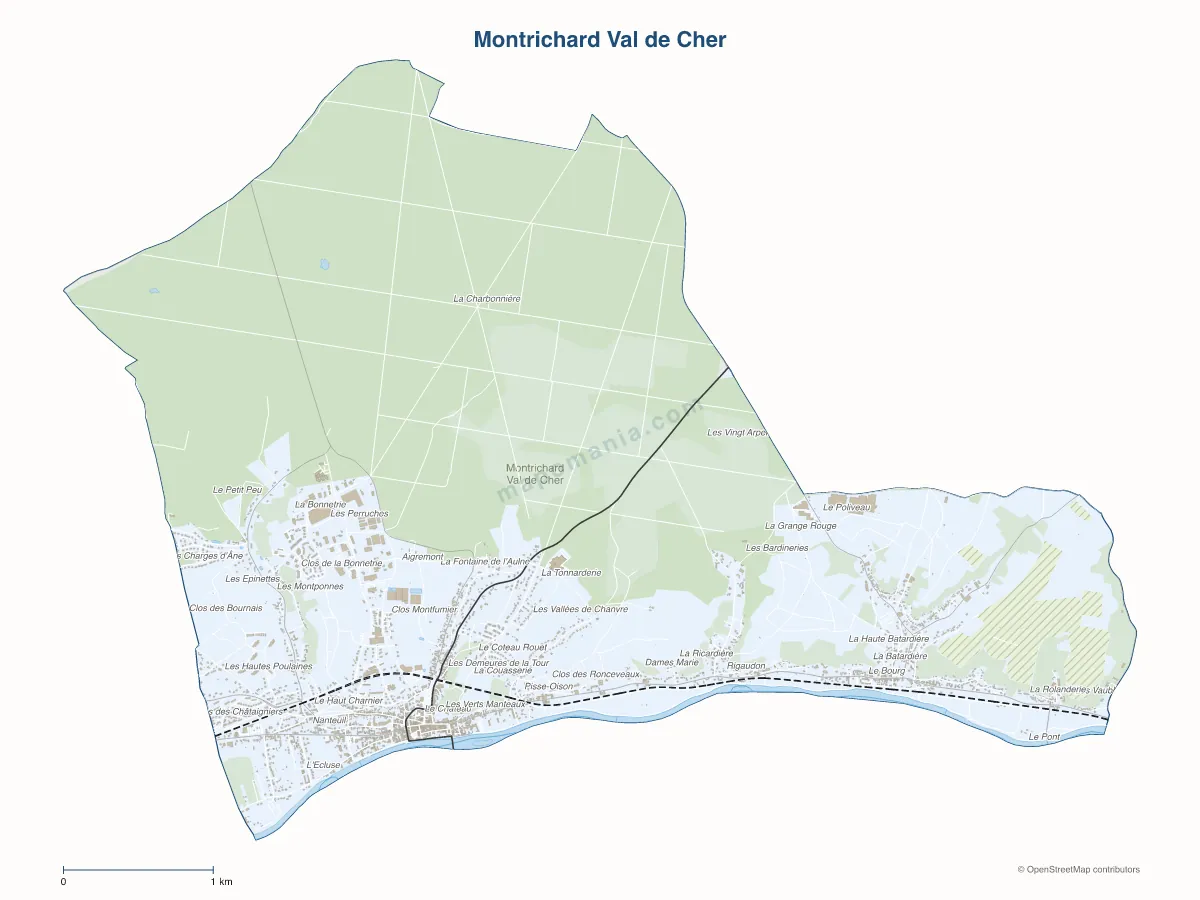Carte de Montrichard Val de Cher à personnaliser
