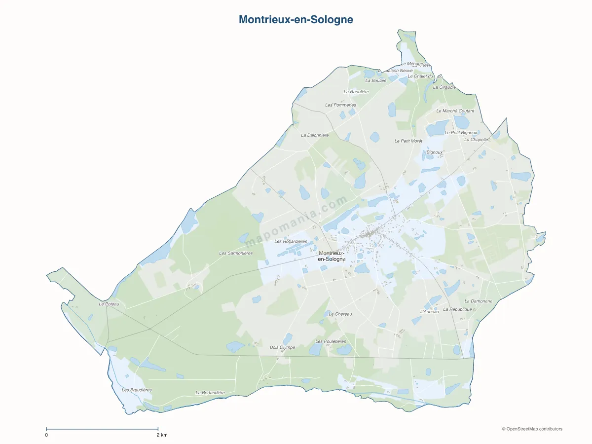 Carte de Montrieux-en-Sologne à personnaliser