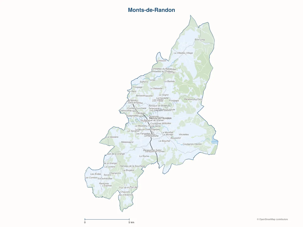 Carte de Monts-de-Randon à personnaliser