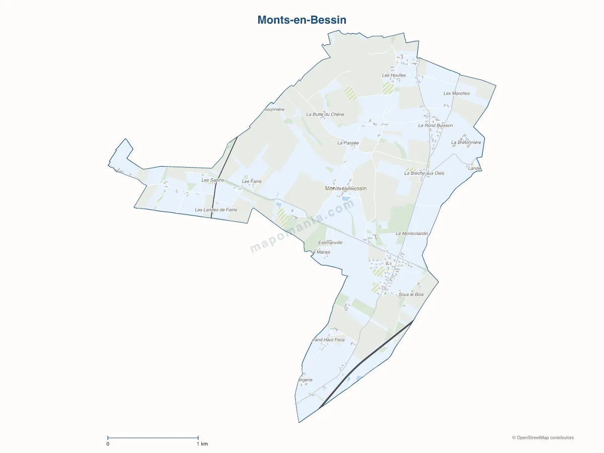 Carte de Monts-en-Bessin à personnaliser