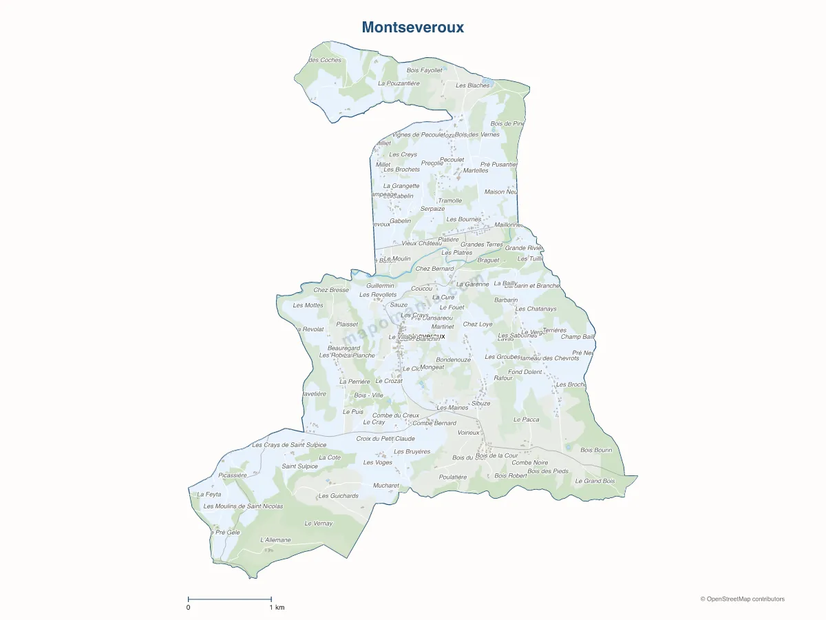 Carte de Montseveroux à personnaliser