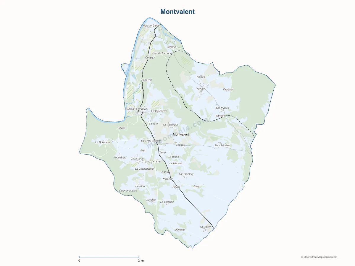 Carte de Montvalent à personnaliser