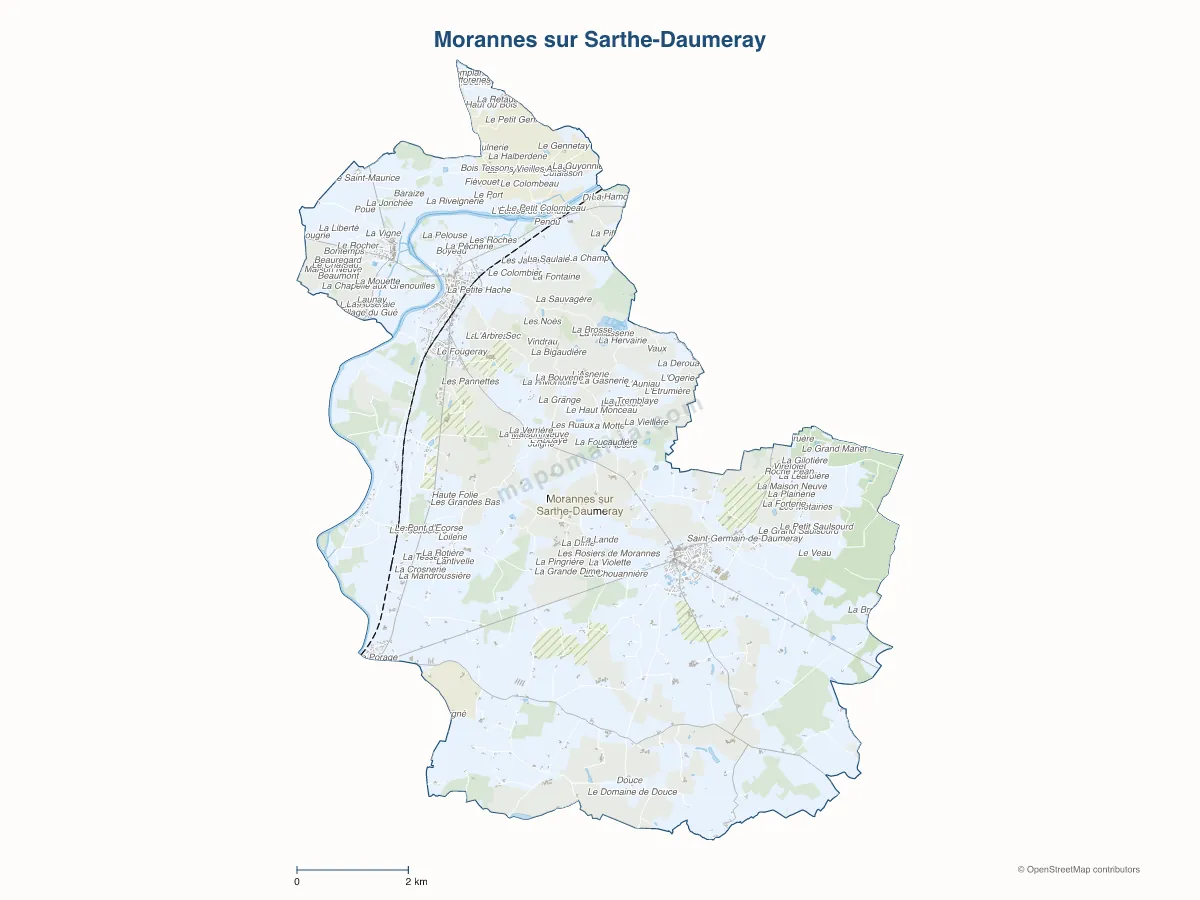 Carte de Morannes sur Sarthe-Daumeray à personnaliser