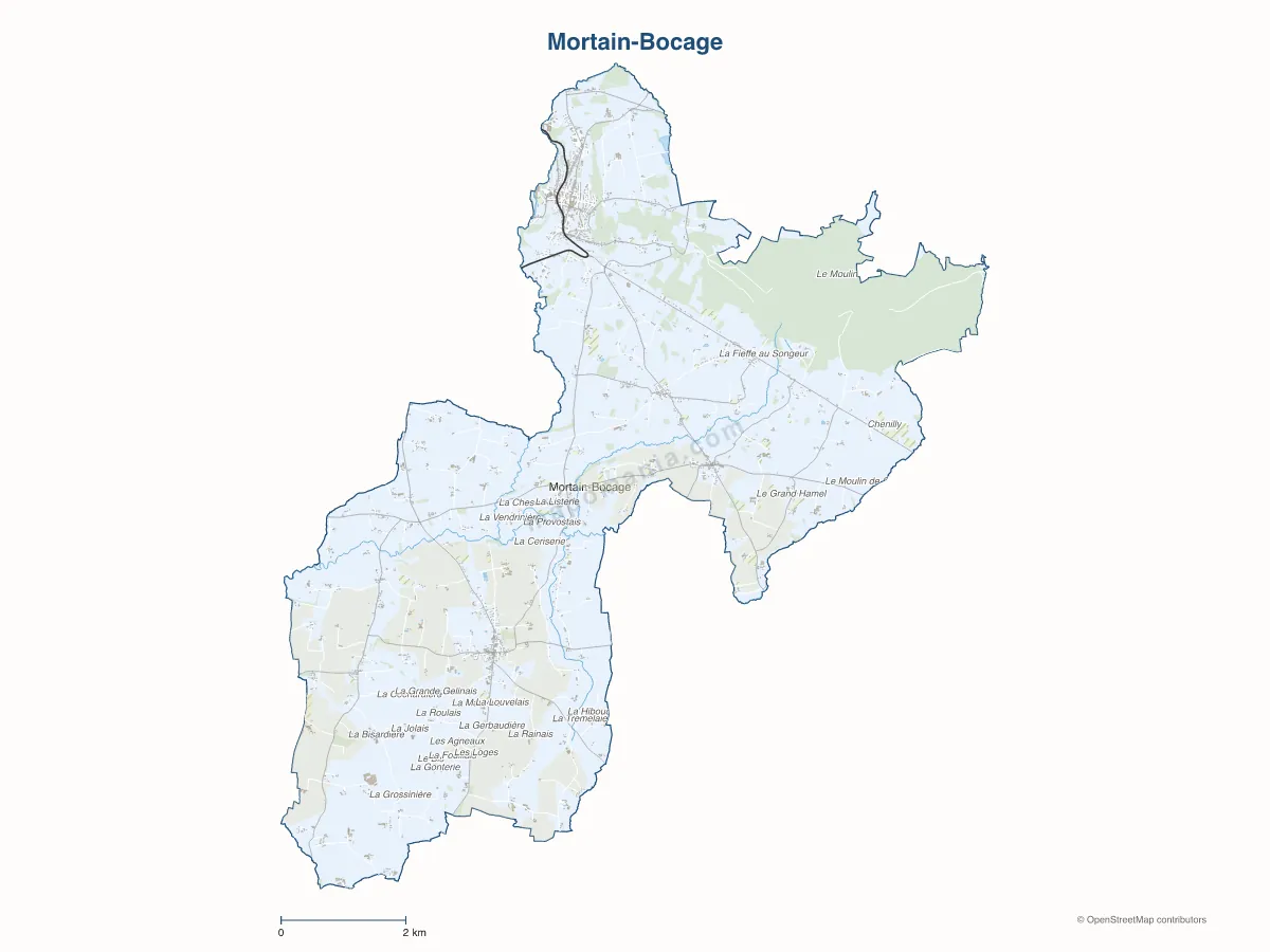 Carte de Mortain-Bocage à personnaliser