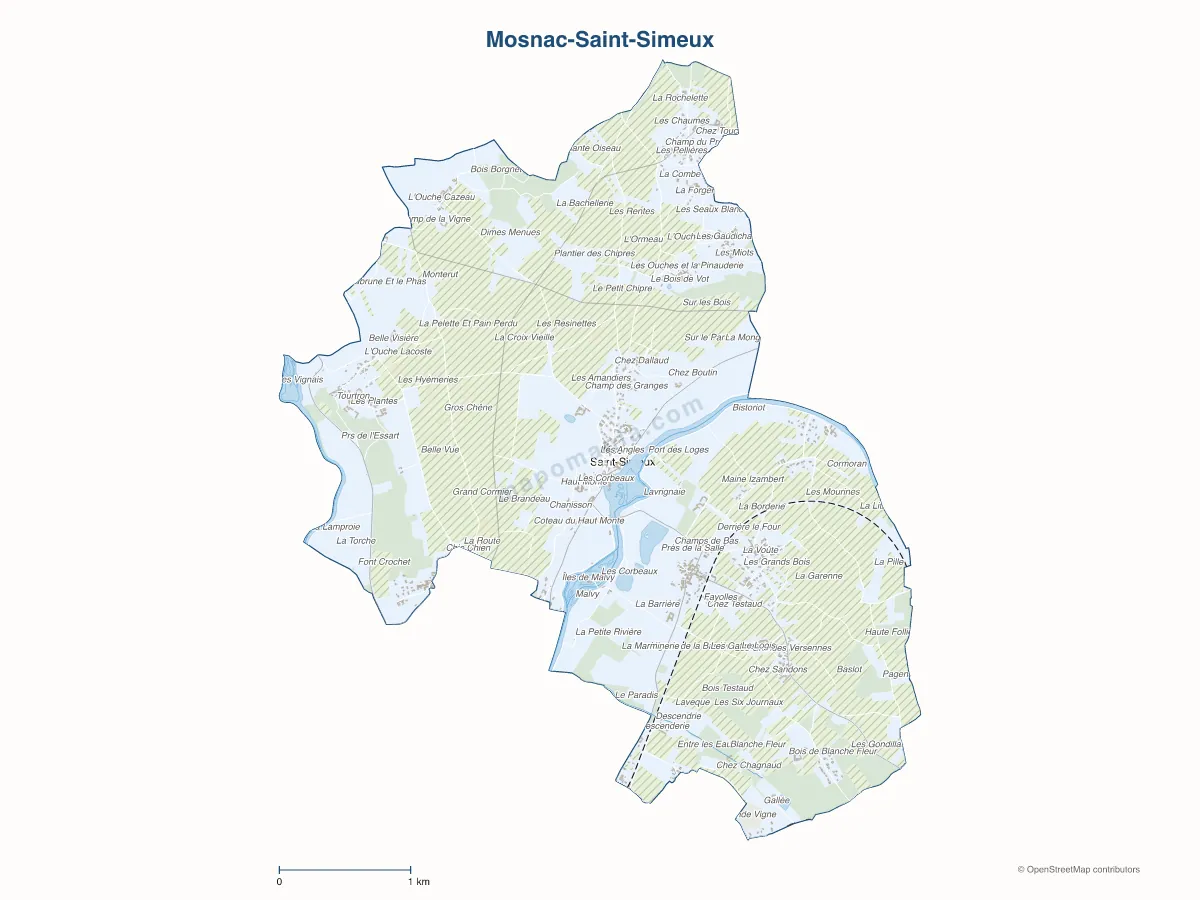 Carte de Mosnac-Saint-Simeux à personnaliser