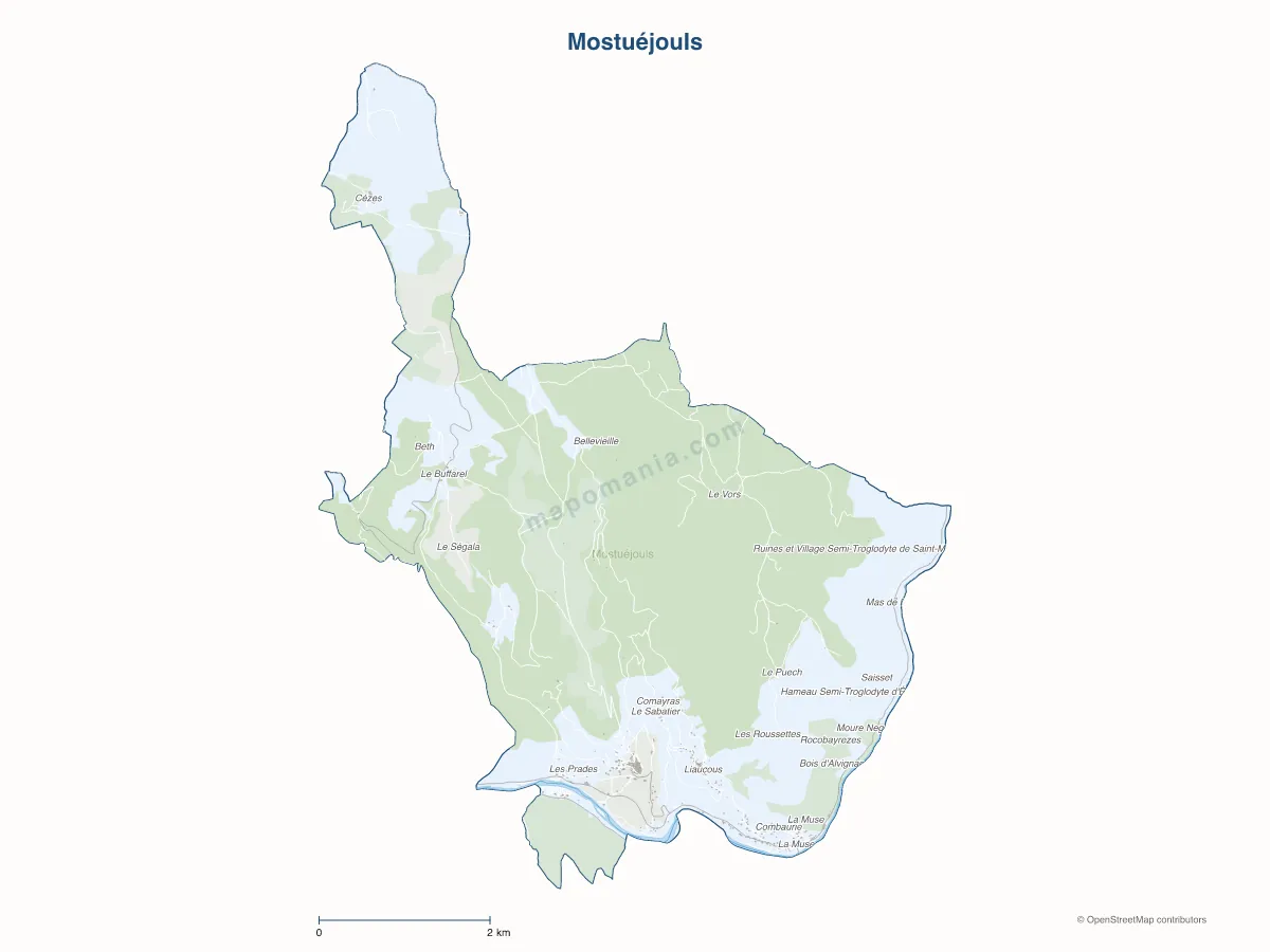 Carte de Mostuéjouls à personnaliser