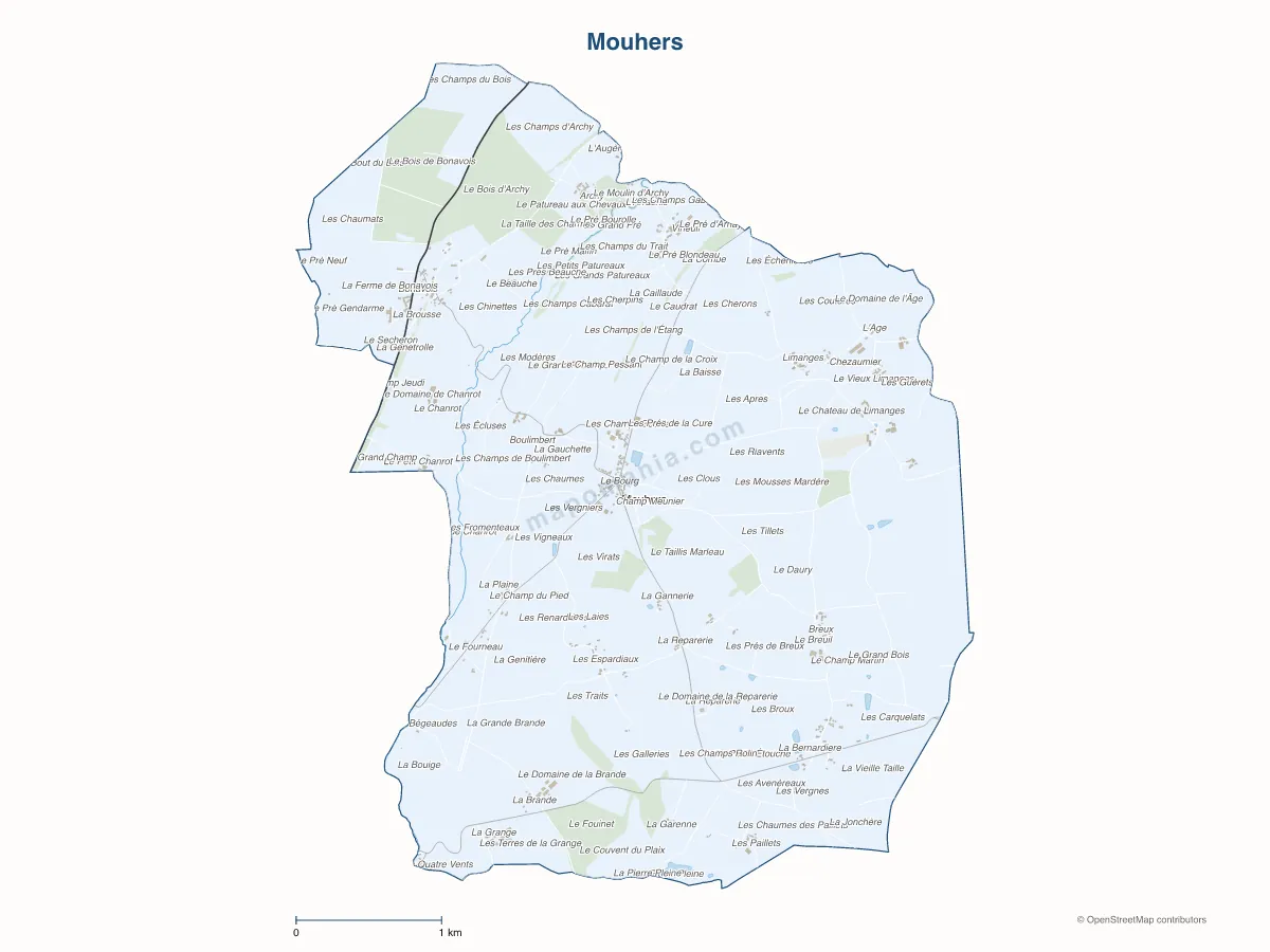 Carte de Mouhers à personnaliser