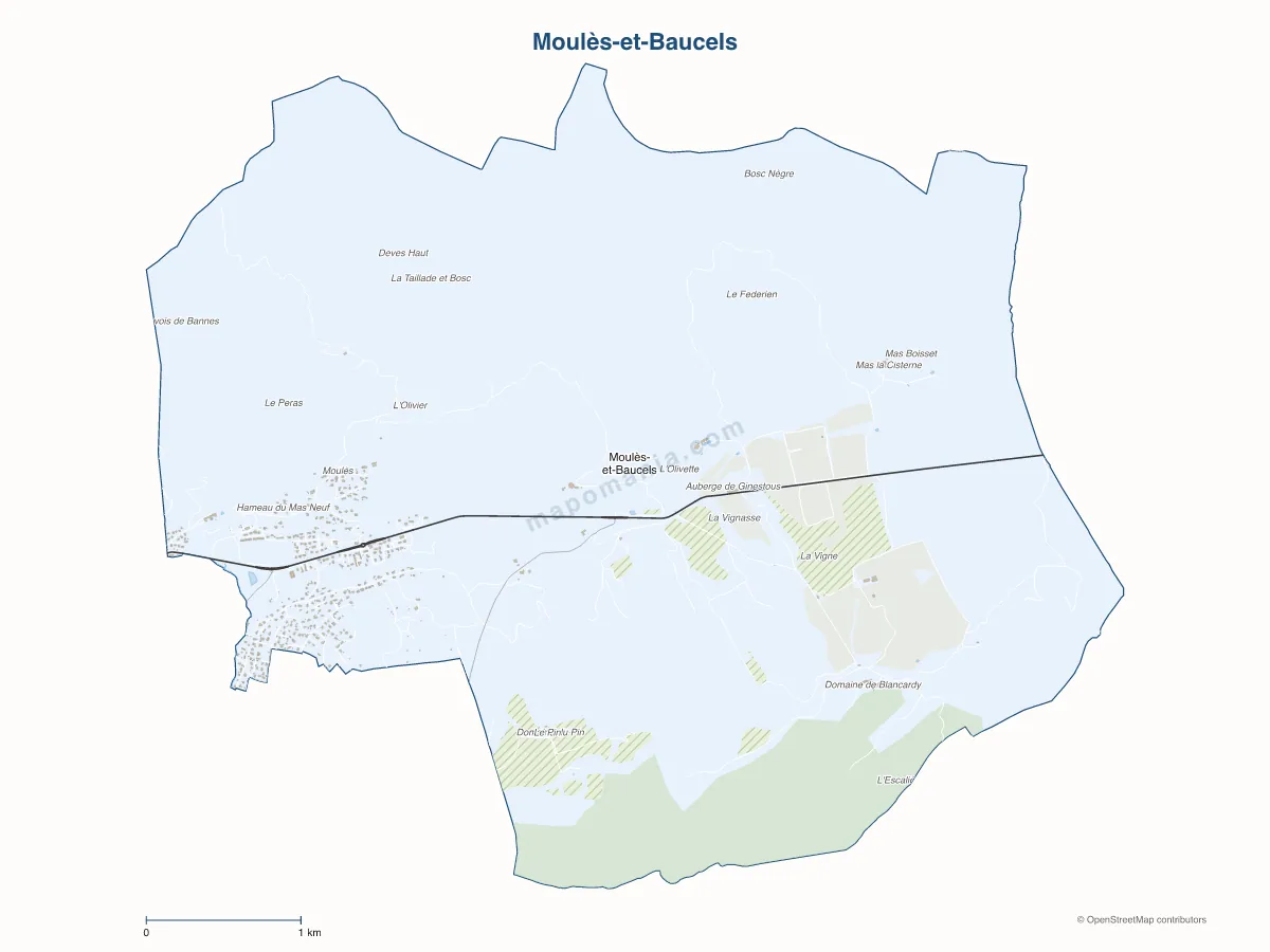 Carte de Moulès-et-Baucels à personnaliser