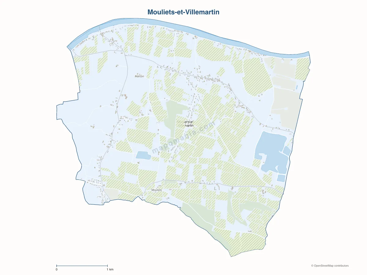 Carte de Mouliets-et-Villemartin à personnaliser