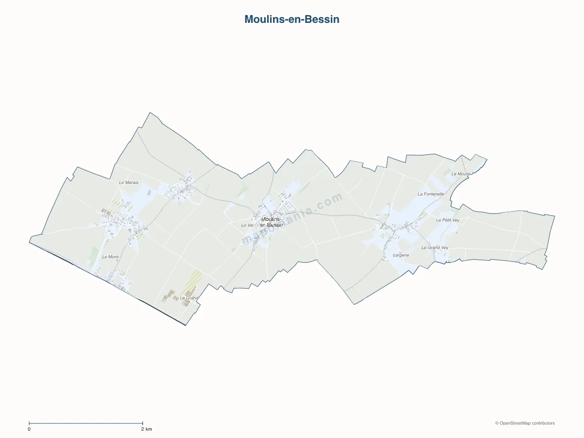 Carte de Moulins-en-Bessin à personnaliser