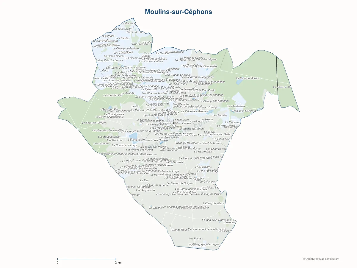 Carte de Moulins-sur-Céphons à personnaliser