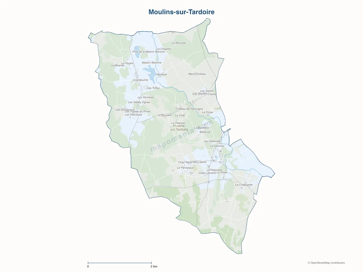 Carte de Moulins-sur-Tardoire à personnaliser