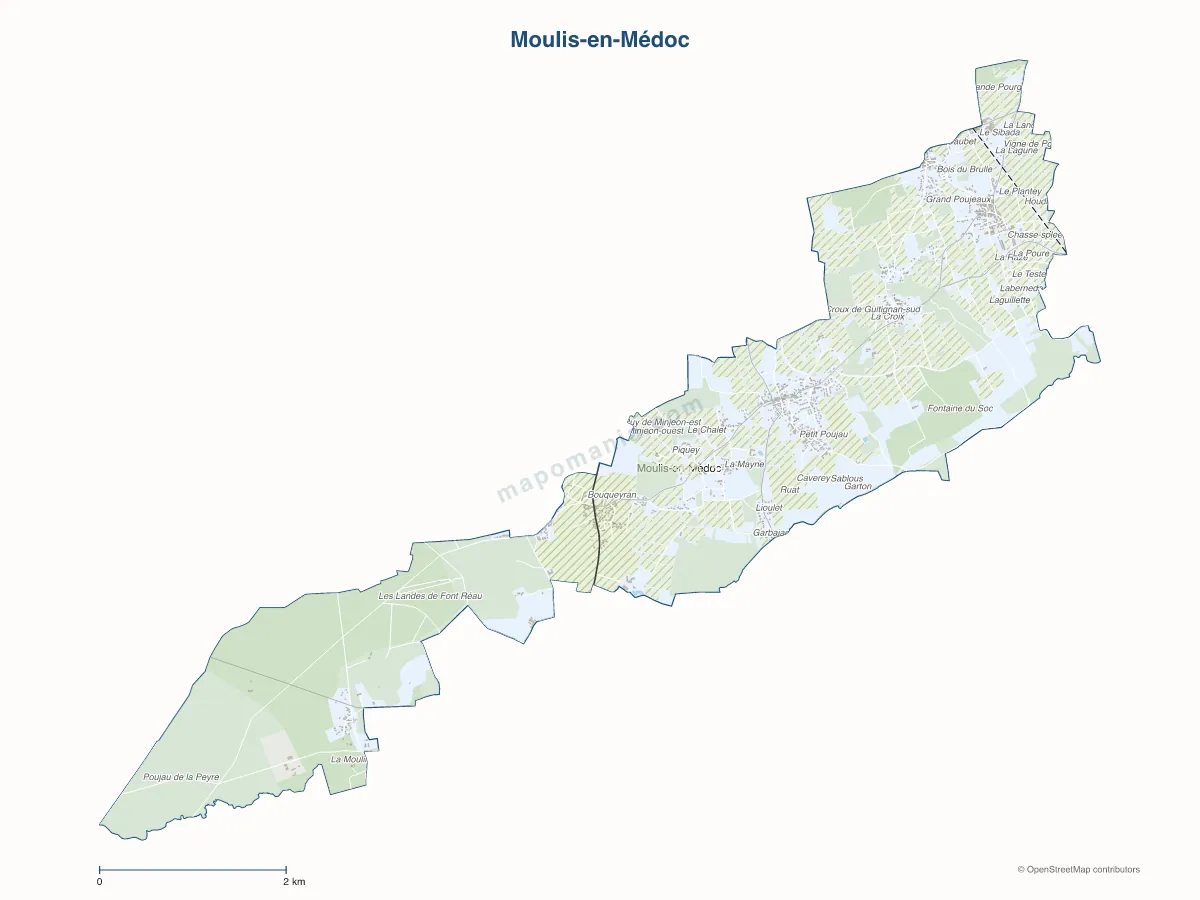 Carte de Moulis-en-Médoc à personnaliser