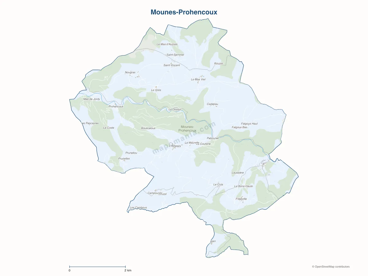 Carte de Mounes-Prohencoux à personnaliser