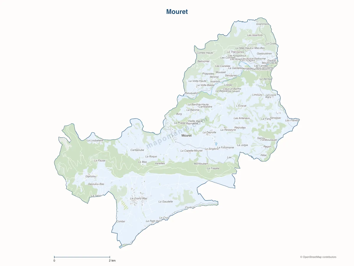 Carte de Mouret à personnaliser