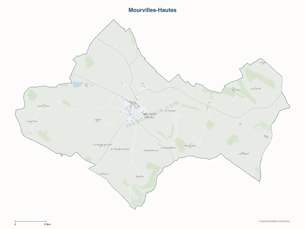 Carte de Mourvilles-Hautes à personnaliser